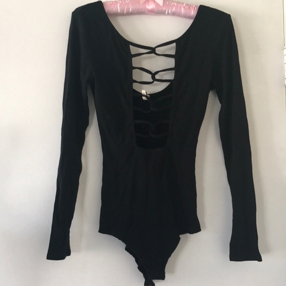 LF Emma and sam black lace up bodysuit - Picture 4 of 7